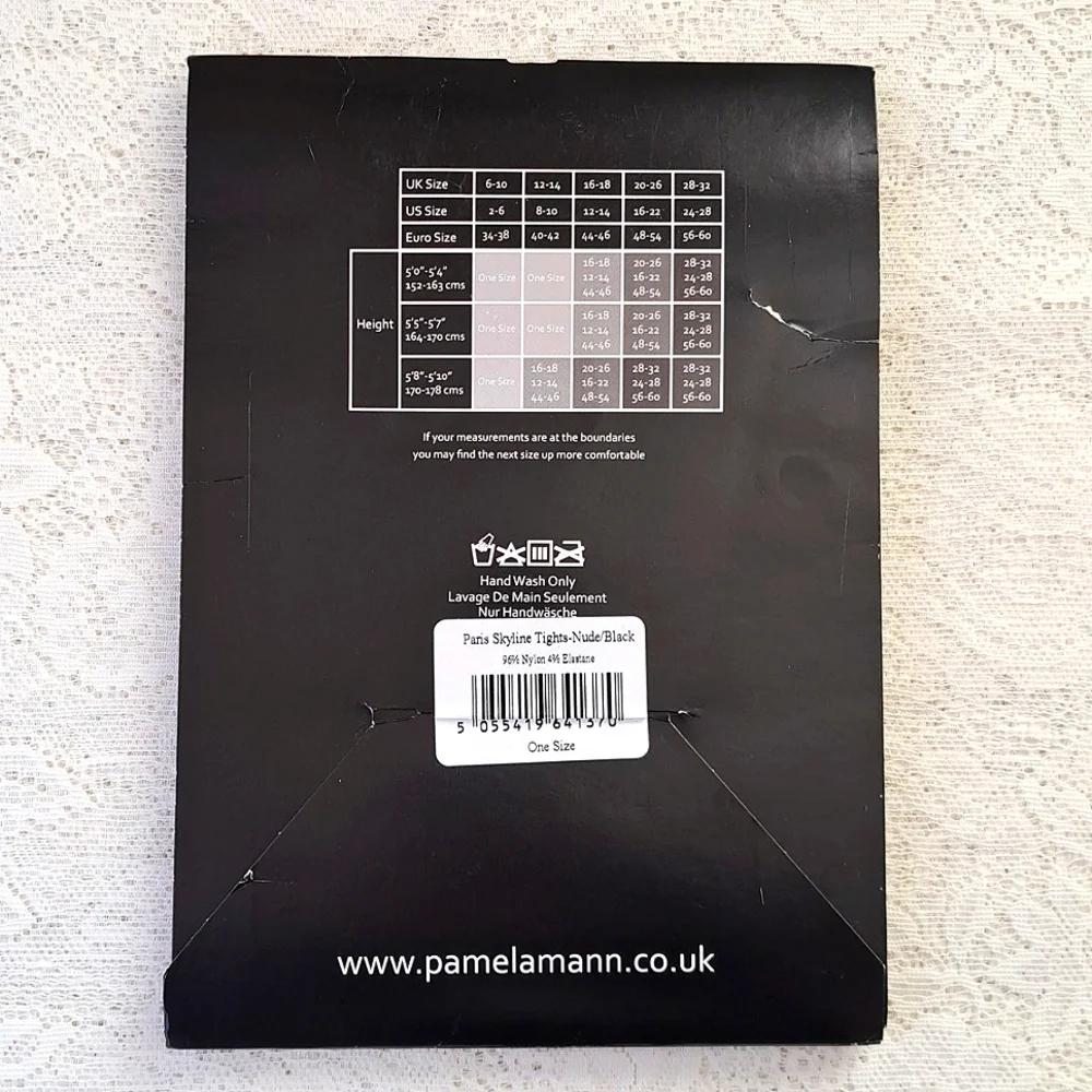 New Pamela Mann Black & Nude Paris Skyline Overknee Tights One Size - Picture 3 of 5